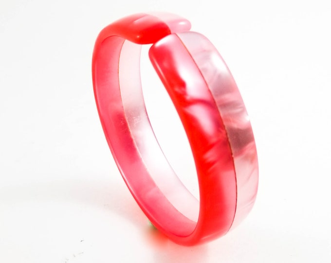 Beautiful Acrylic Pink and Red Bangle with split opening