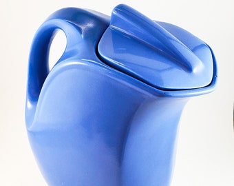 Beautiful Periwinkle Blue Deco Ceramic Lidded Pitcher