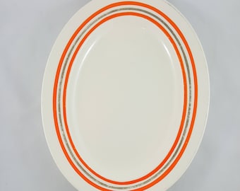 Orange and Silver Striped Oval Platter