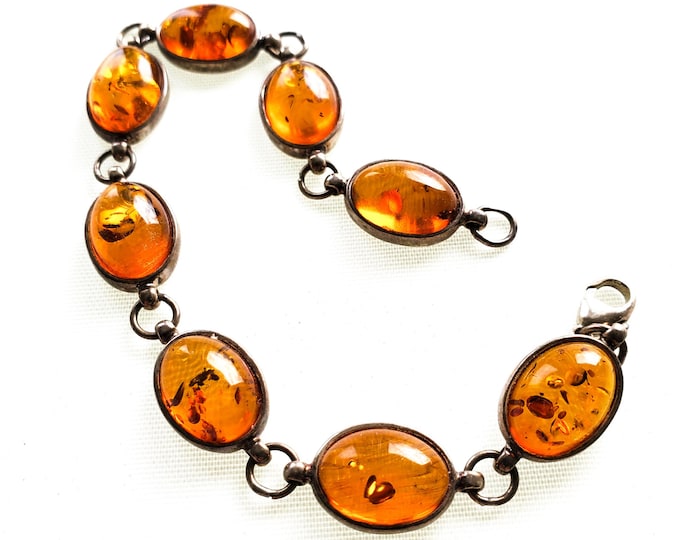 Stunning Baltic Amber and Sterling Silver Bracelet