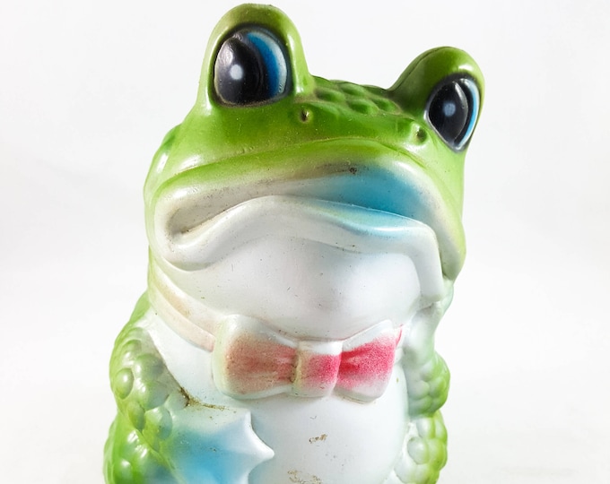 Molded Plastic Froggy Piggy Bank Collectible Kitsch Frog Bank