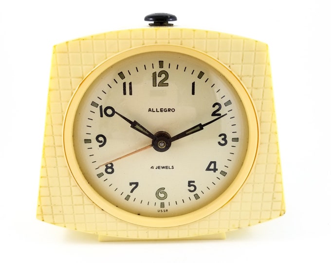 Very Cool Cream Coloured USSR Allegro Decoesque alarm clock