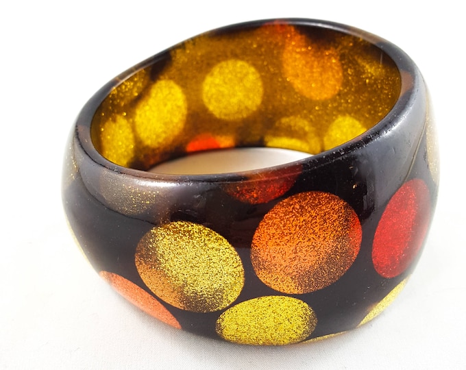 Gorgeous Gold Glitter Dot Acrylic  Bangle