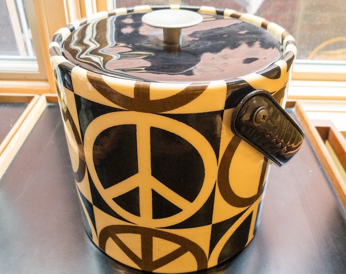 Outstanding Hi Gloss Vinyl Ice Bucket with Peace Symbol Motif