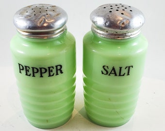 Classic Jadeite Fire King salt and Pepper Shakers