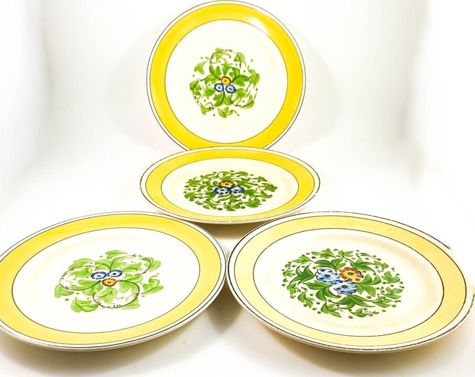 GORGEOUS Hand Painted Floral 4 piece Cake Plates Titian Ware