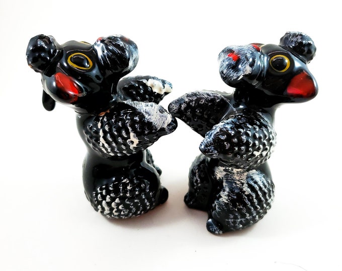 Black and White Salt and Pepper Poodles with Stoppers