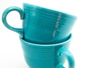 Beautiful Vintage Fiesta Ware Turquoise Blue Tea Cups - Made by Homer Laughlin