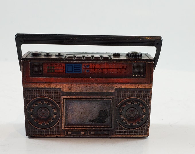 Miniature Bronze/Cast Iron Boom Box Pencil Sharpener with Moving Reels. Perfect Stocking Stuffer!