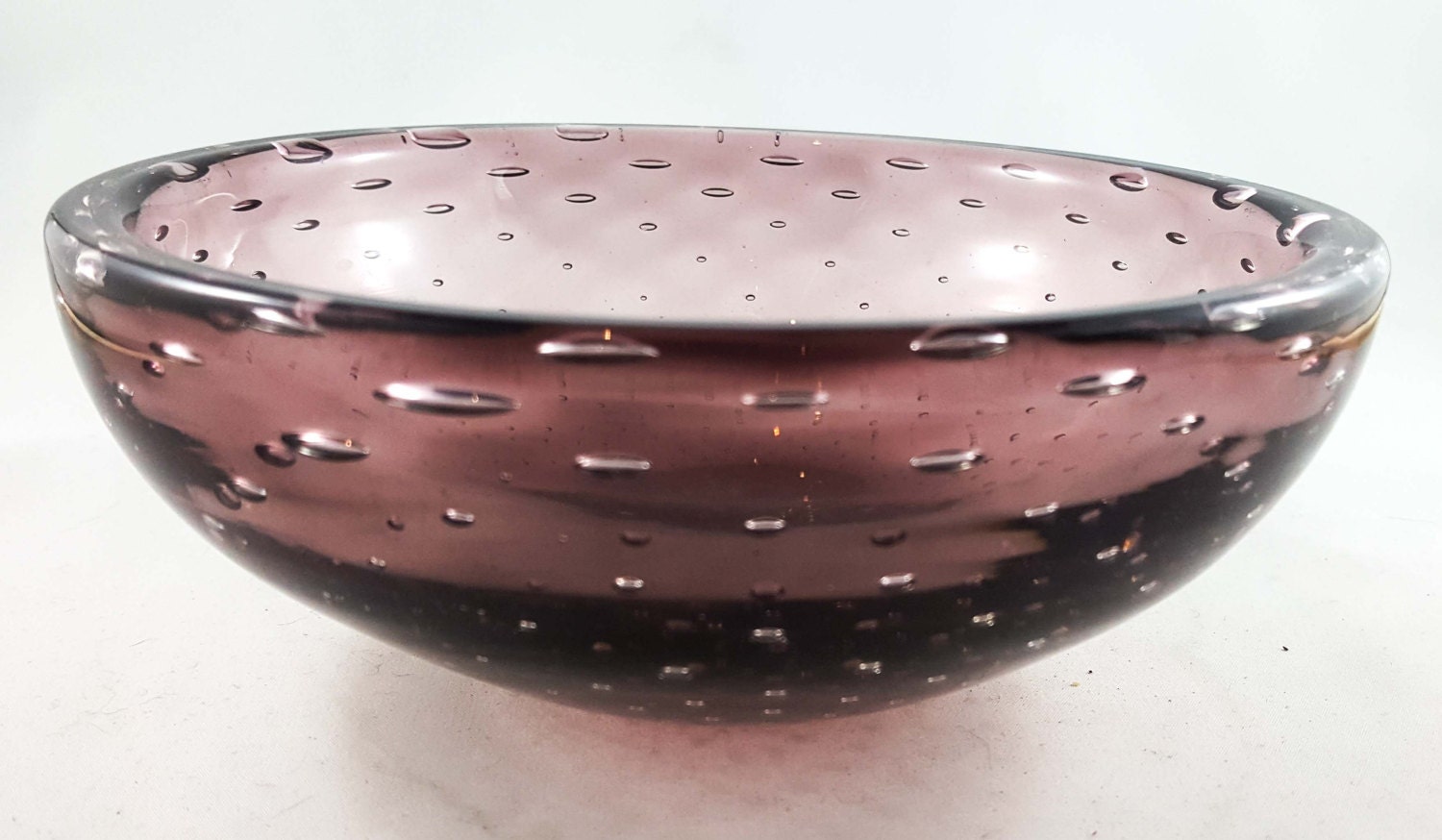 Purple Vintage Controlled Bubble Whitefriars Shallow Bowl.