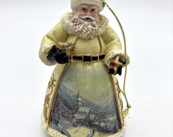 Highly detailed Vintage porcelain Santa with painted scene on his robe