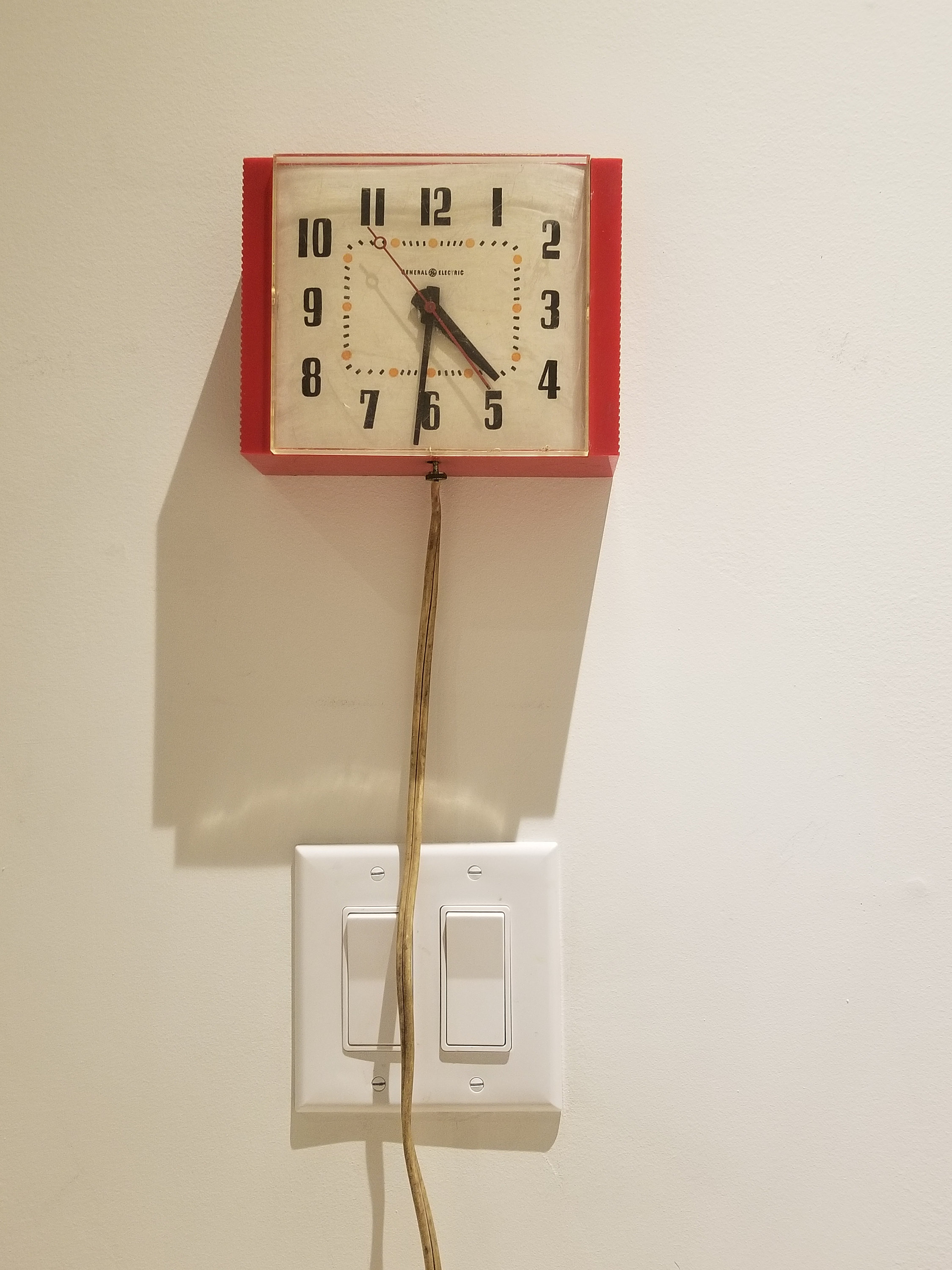 1960's RED GE Electrical Wall Clock