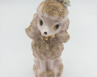 Fantastic Pink and Gold Spaghetti dog 1950's Porcelain with Gold collar and roses on head