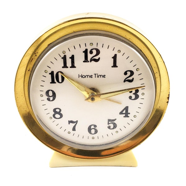 Classic Old School HOME TIME Alarm Clock with Brass frame