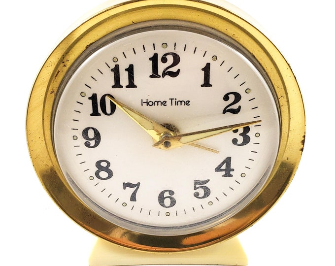 Classic Old School HOME TIME Alarm Clock with Brass frame