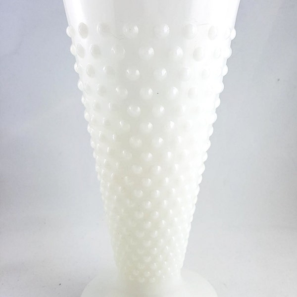 HobNail Milk Glass Trumpet Vase