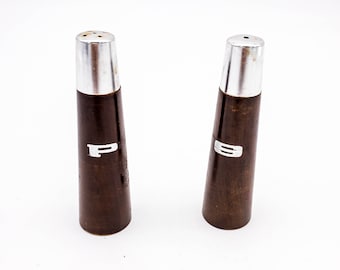Gorgeous Danish Mid Mod Teak Salt and Pepper Shakers with Chrome tops and stoppers