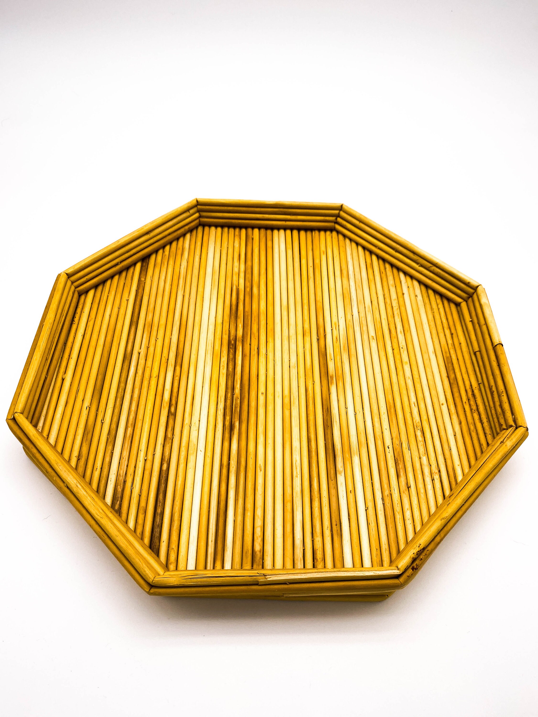 Bamboo Rattan Hexagonal Tray Boho Rustic Handmade Hexagonal Rattan 