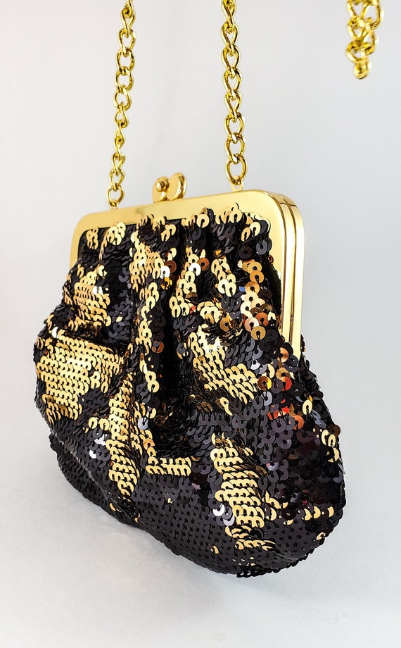 Magnificent Hand Sequinned Gold and Black  Evenin… - image 2