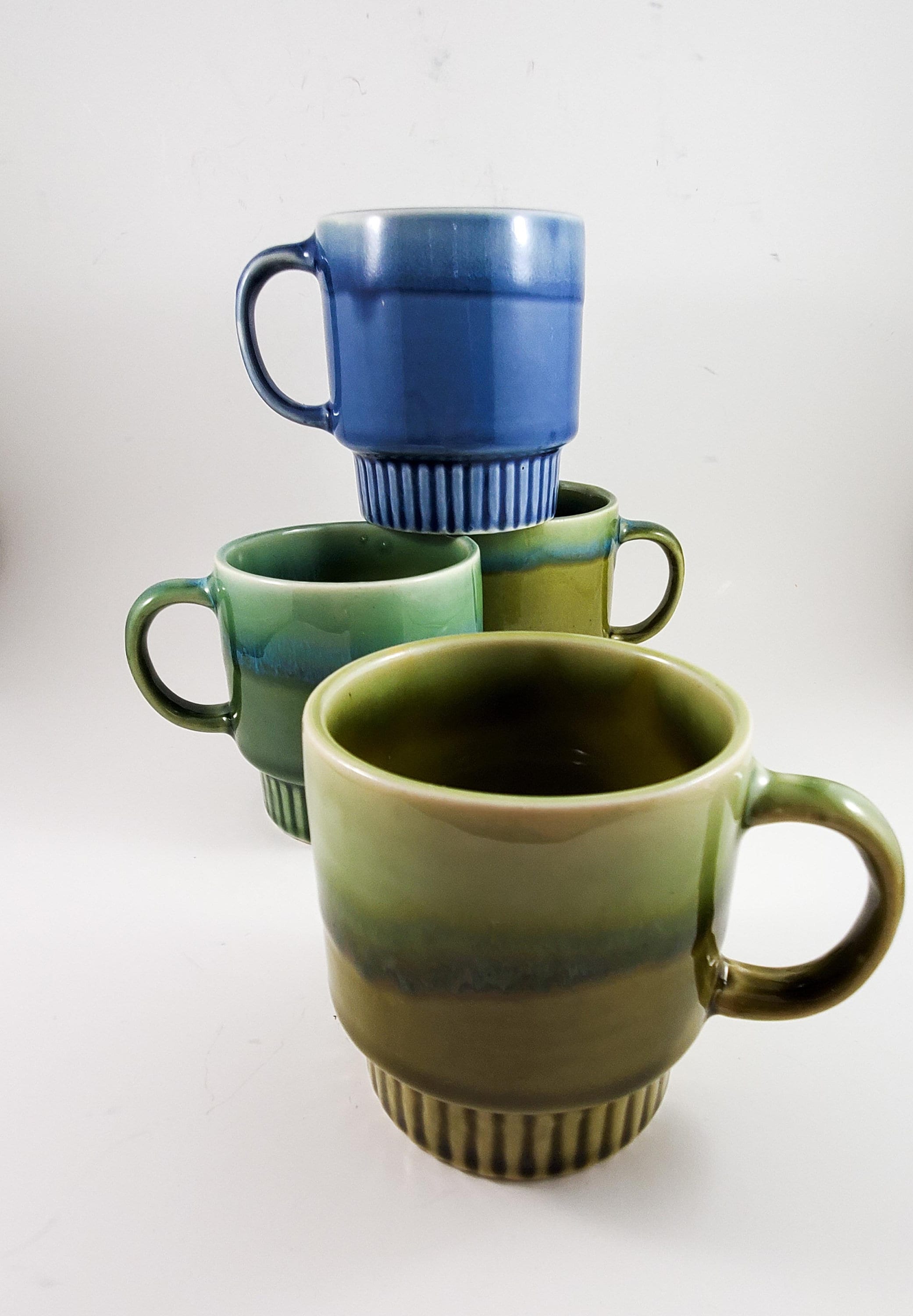 Ceramic Stackable Japanese Coffee Mugs (Set of 4)