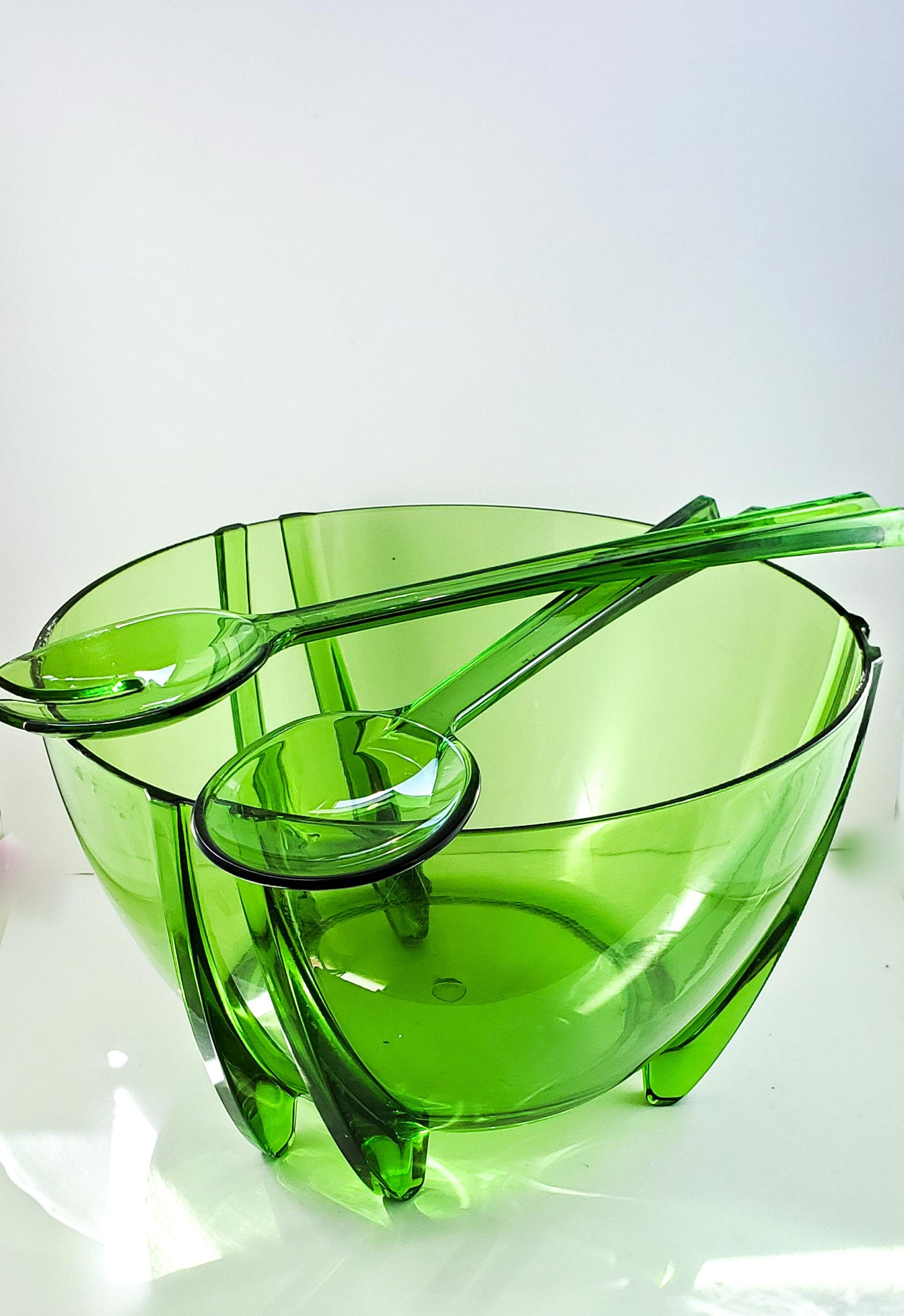 Green Acrylic Salad/Fruit Bowl with Servers