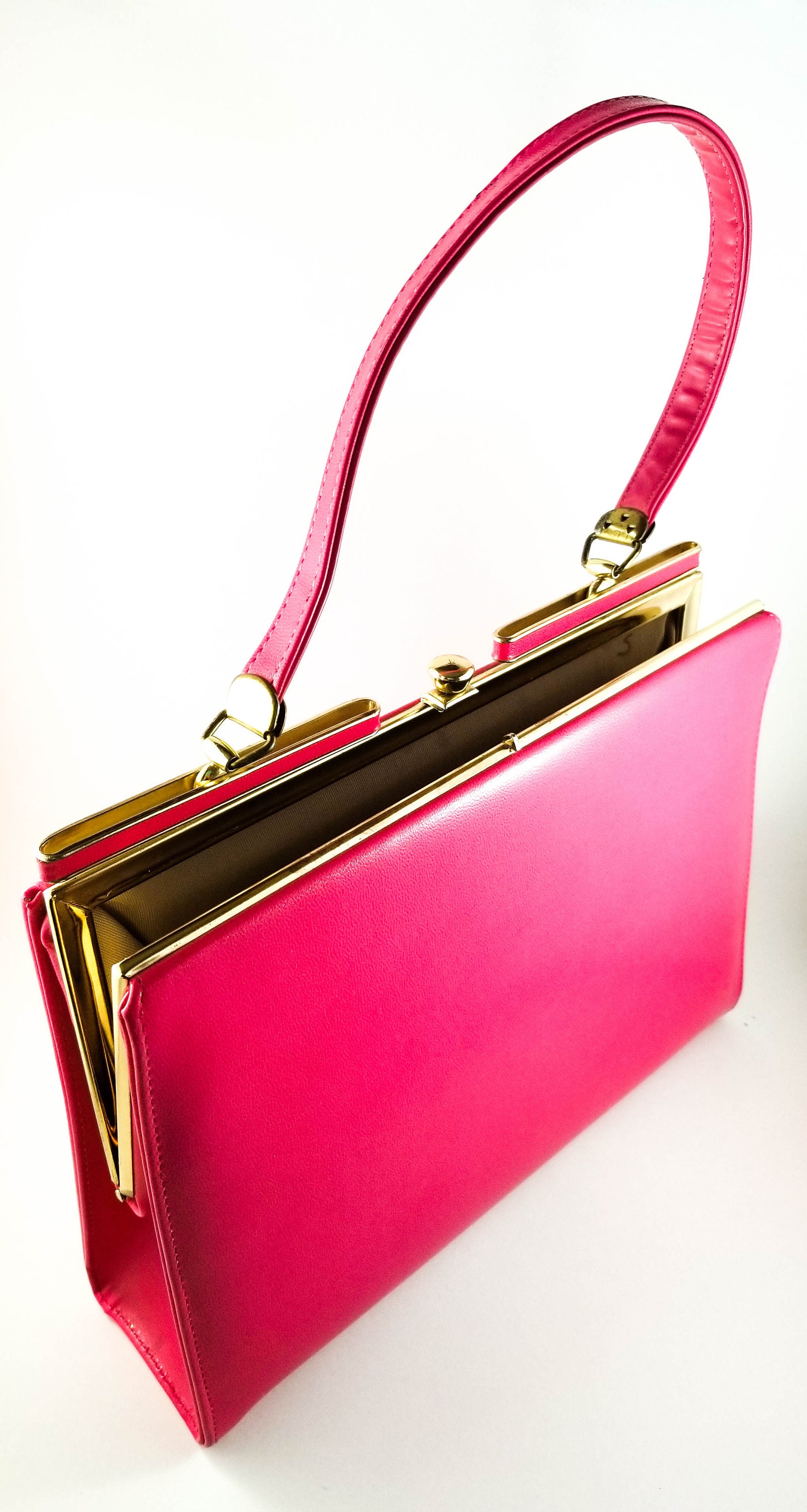 Stunning 1950's Vintage Hot Pink Leather MarShel Handbag/Purse with