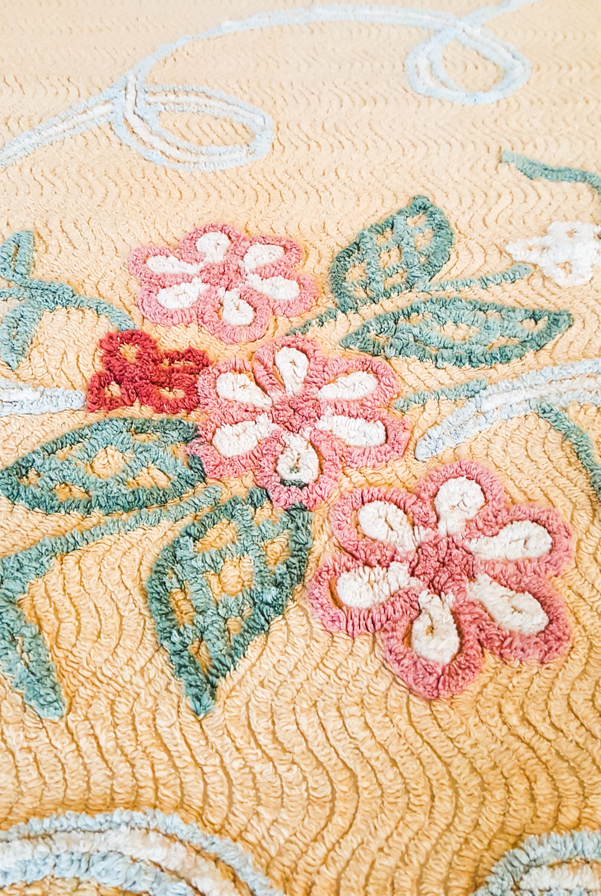 Yellow Full Size 1950's Chenille Bedspread