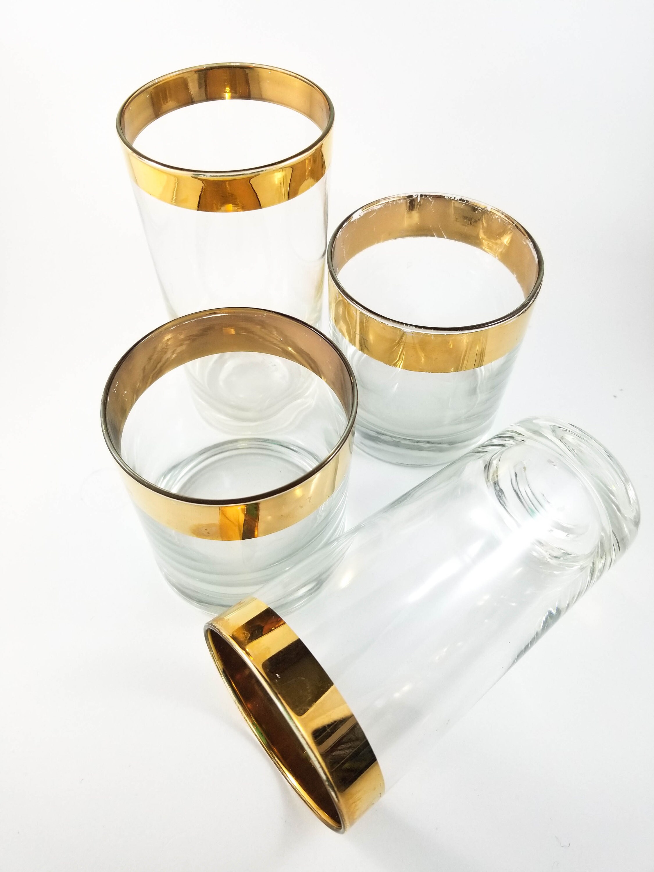 Fabulous Mid Century Gold Rimmed Dorothy Thorpe Scotch LoBall Hi Ball