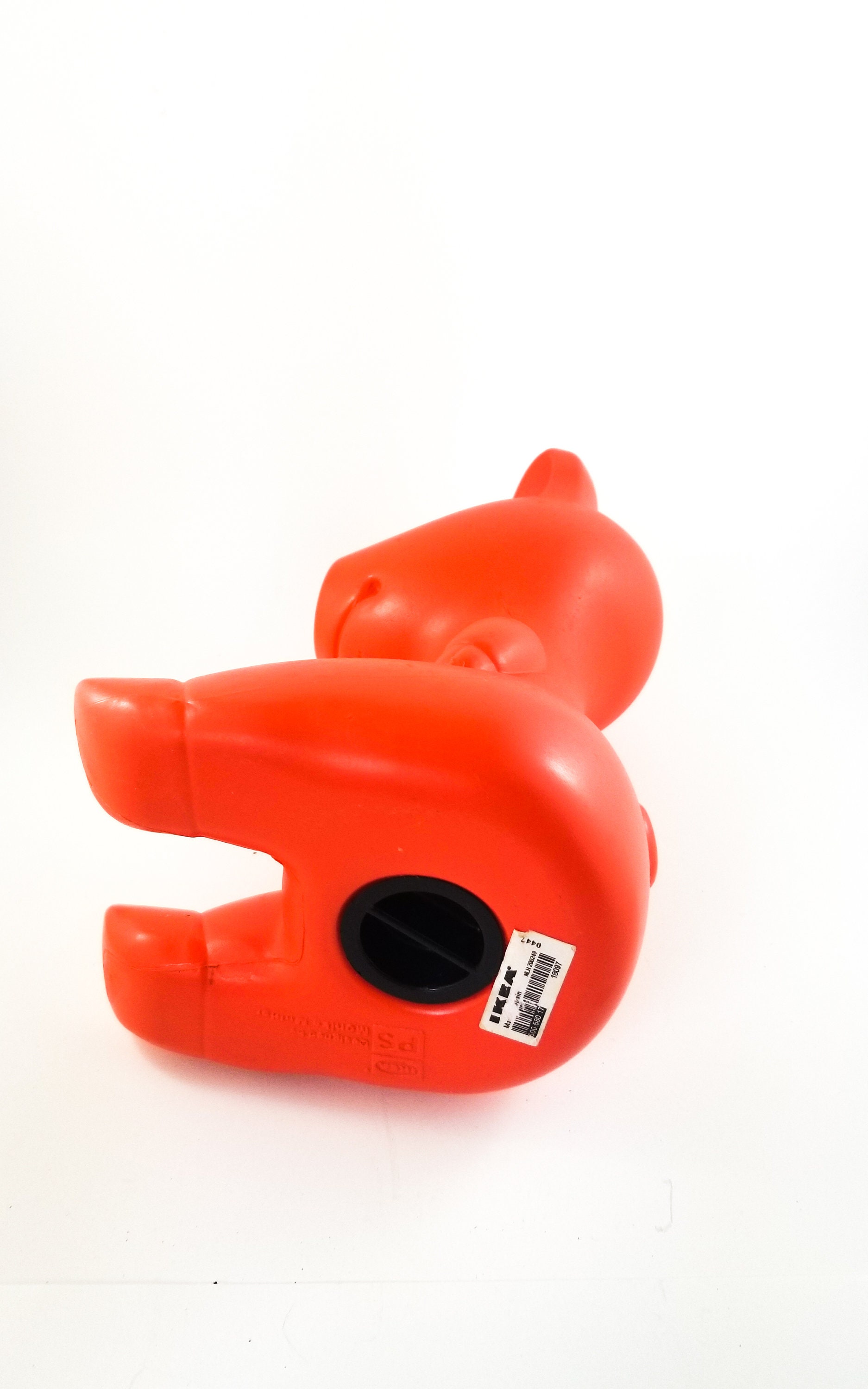 1980's Ikea Heavy Plastic Piggy Bank in Orange/Red. Figurine Bank