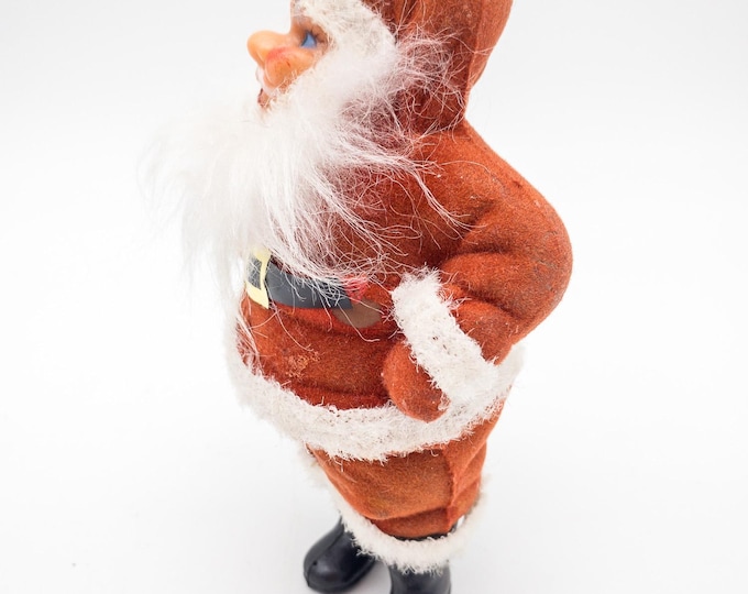 Flocked Santa in red suit and jolly face
