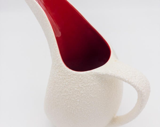 Stunning Vintage Crown Devon Textured Pitcher, with Red Interior Glaze