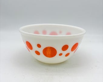 Vintage Federal Beautiful RED POLKA DOT Milk Glass Bowl Heat Proof Bowl Federal Glass