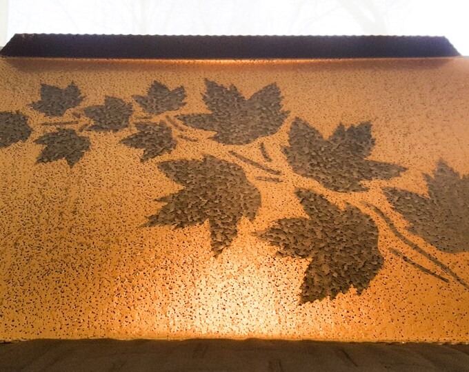 Mid Century Maple Leaf Reverse Stencilled Galvinised Tray