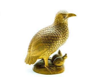 Highly detailed Folk Art Hand Carved Wood Bird