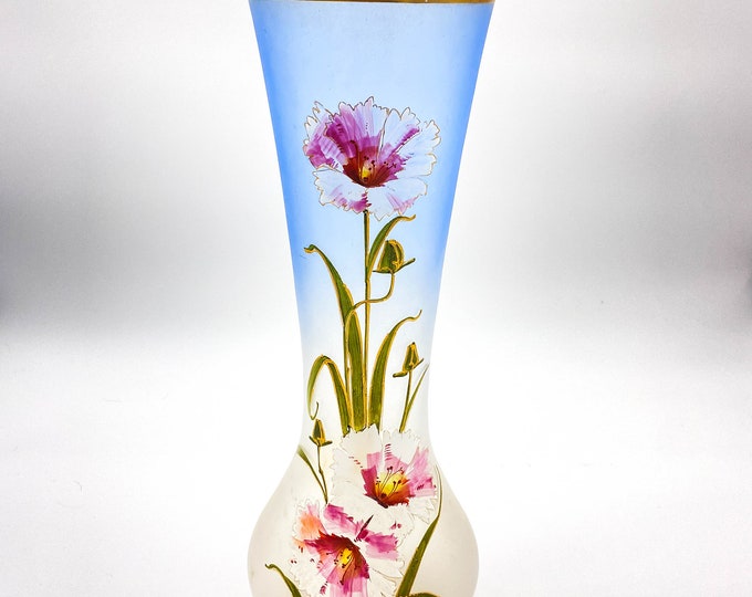 Stunning Art Nouveau Legras 'Lamartine' Anemoon enamel vase. C. 1900