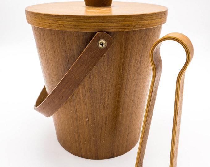 Fabulous Teak Ice Bucket with Teak Tongs