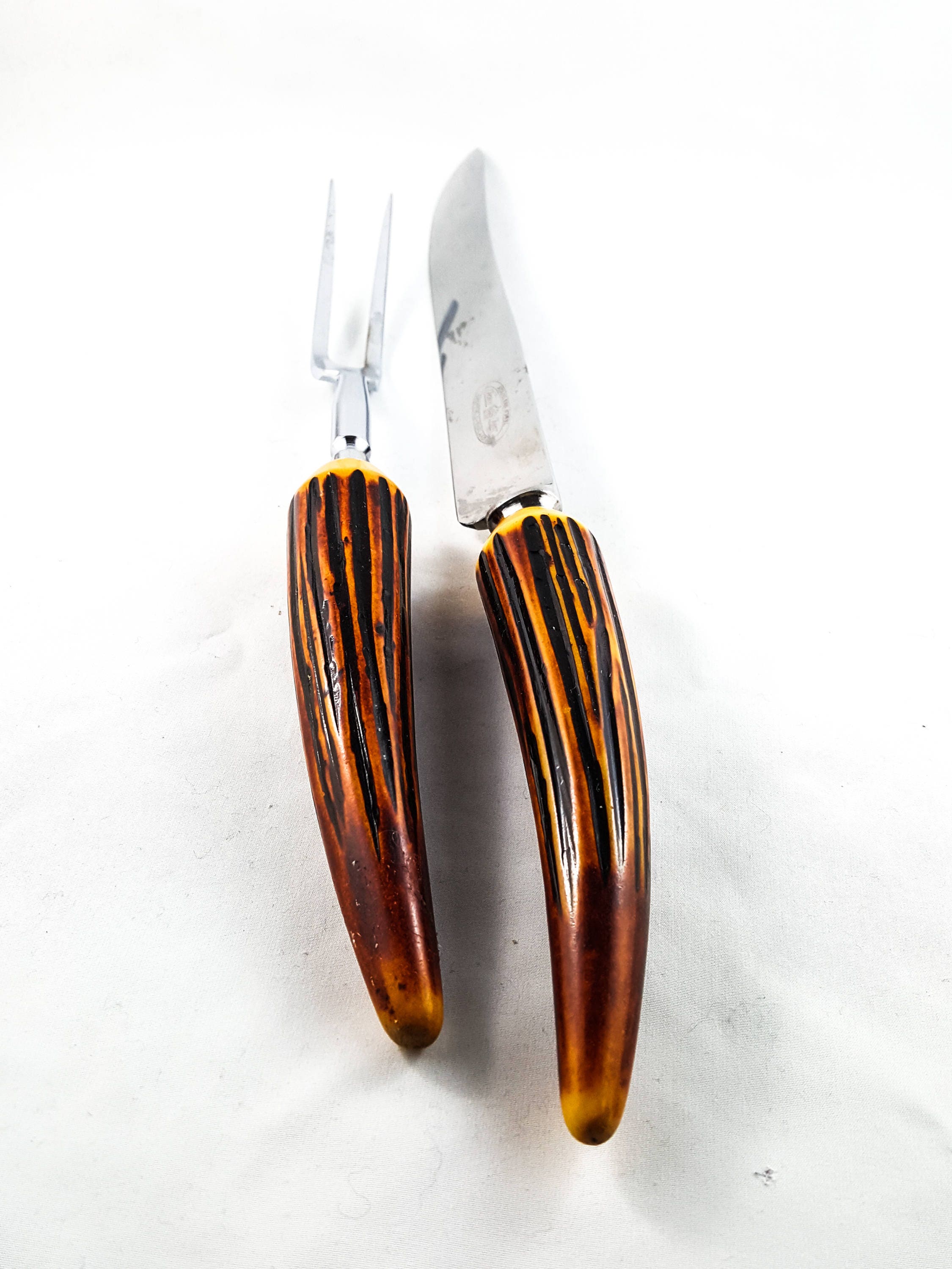 Vintage Faux Antler Handled Carving Set