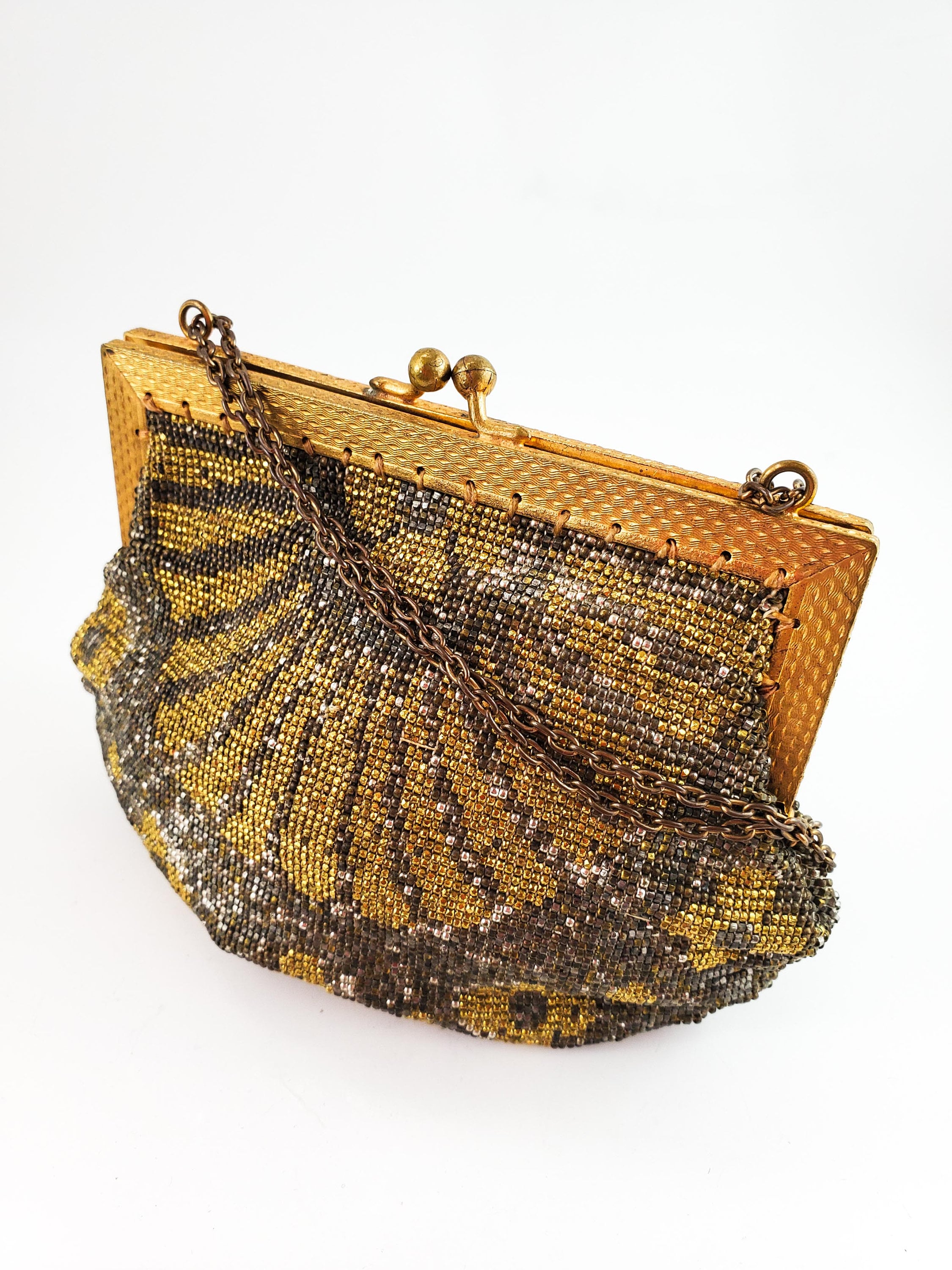 Vintage Style Bronze Beaded Handbag