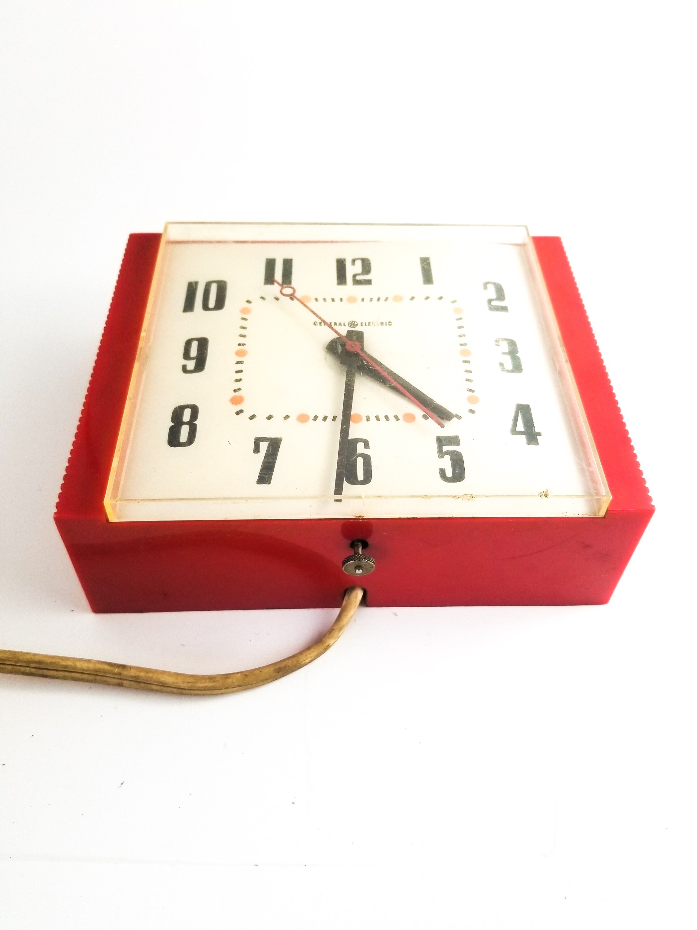 1960's RED GE Electrical Wall Clock