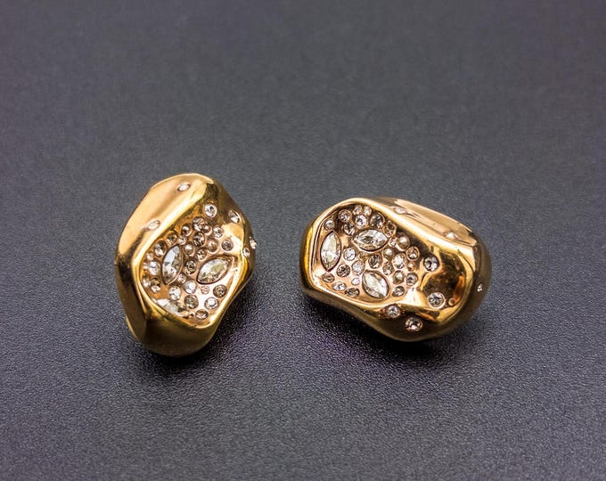 Vintage Alexis Bittar Gold Tone Rhinestone Earrings