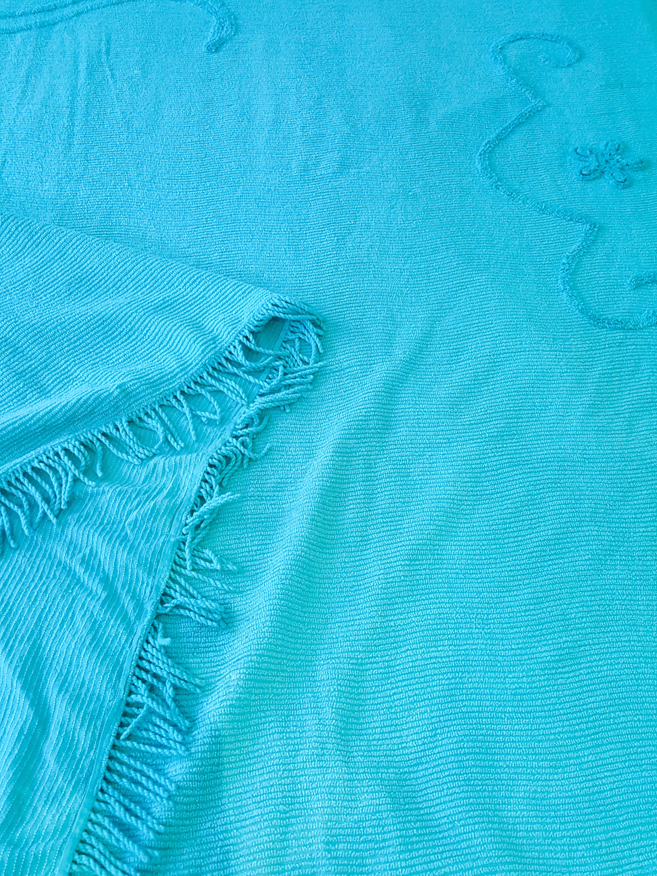 Turquouise Full Size 1950's Chenille Bedspread