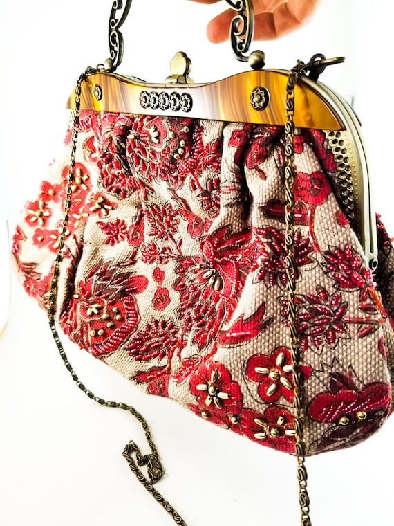Fabulous 1960's Vintage Boho Bead Embroidered Purs