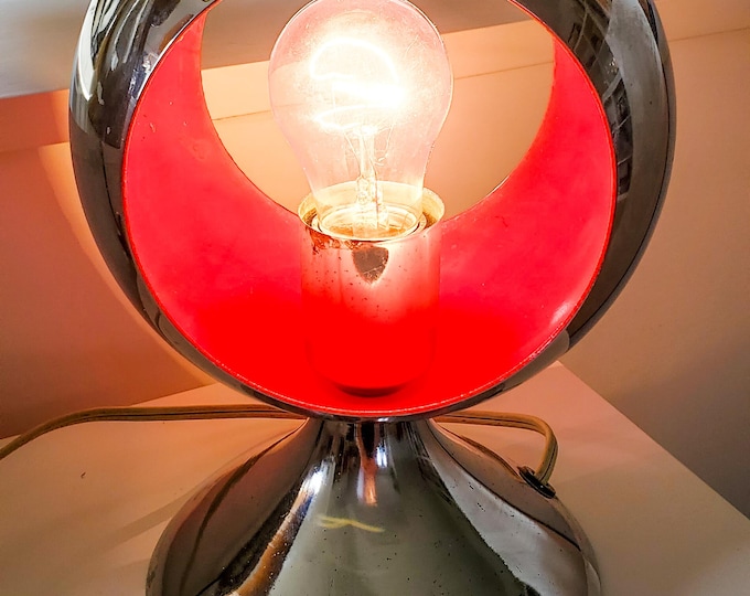 Amazing Mid Century Chrome "Eyeball" Orb 2 Ball Table Lamp