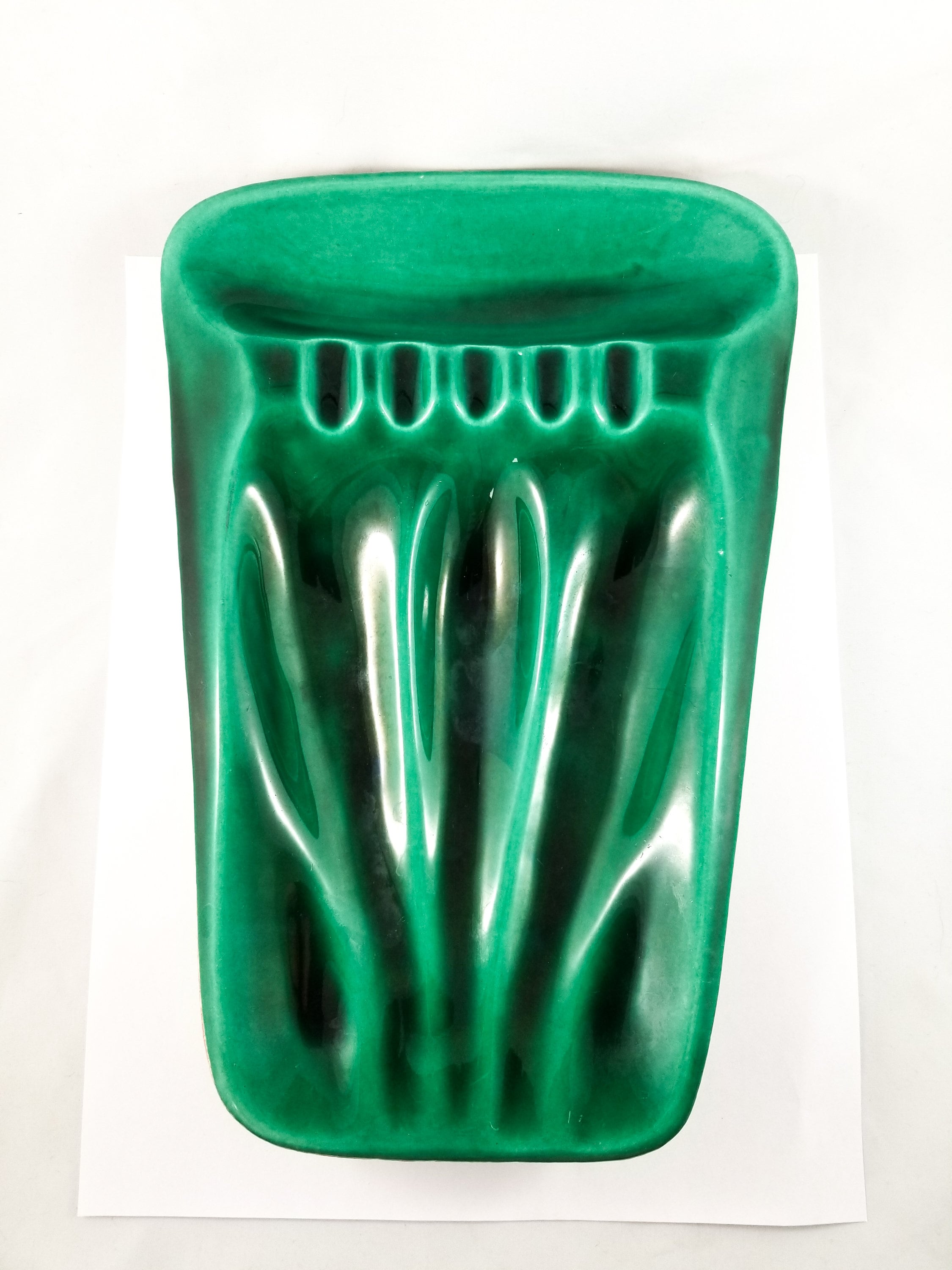 Mid Century Modern Emerald Green Glaze Ashtray/Trinket Dish