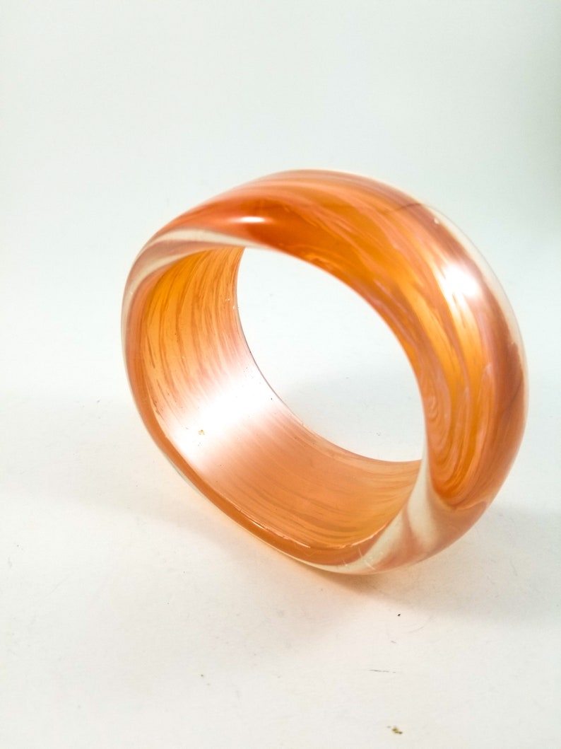 Gorgeous Acrylic Bangle in Pinky Peach with Creamy swirling and striations