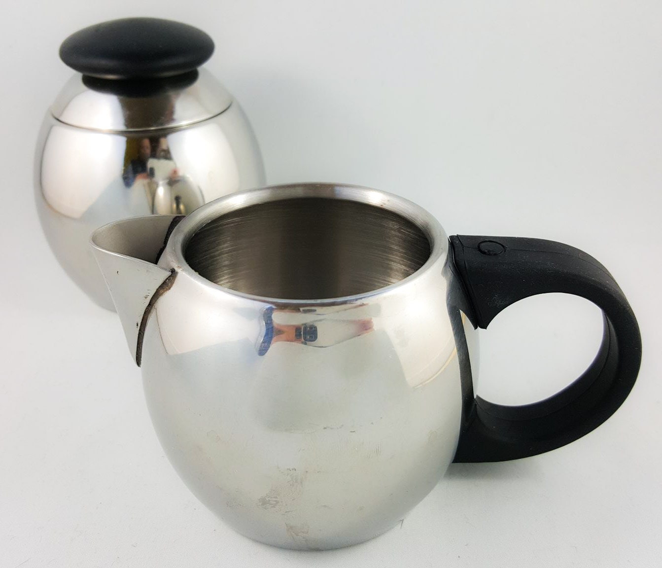 Chrome Cream and Sugar Set with Tray