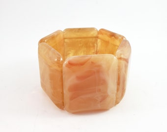 Caramel Lucite Tile Bangle, Translucent Mottled Bracelet
