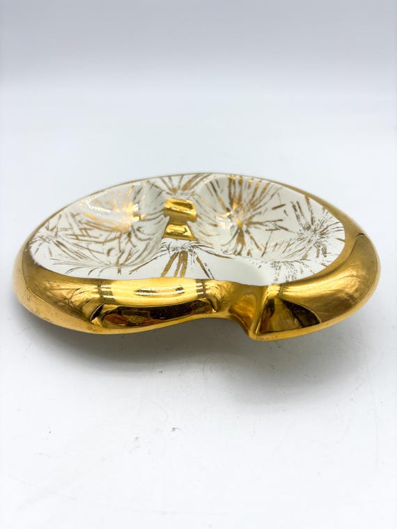 週末価格！MOLDS アシモクラフツ asiパレ（× 38explore）真鍮 Fabulous Mid Century Amoeba Ashtray With Gold Rim and Accents