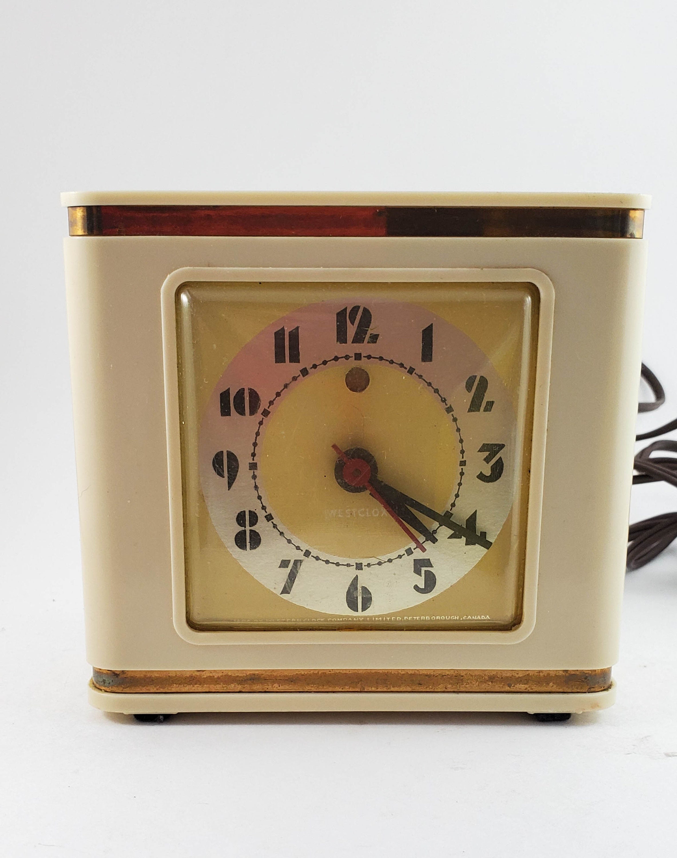 Vintage Westclox Electric Alarm Clock with Copper Banding, Peterborough