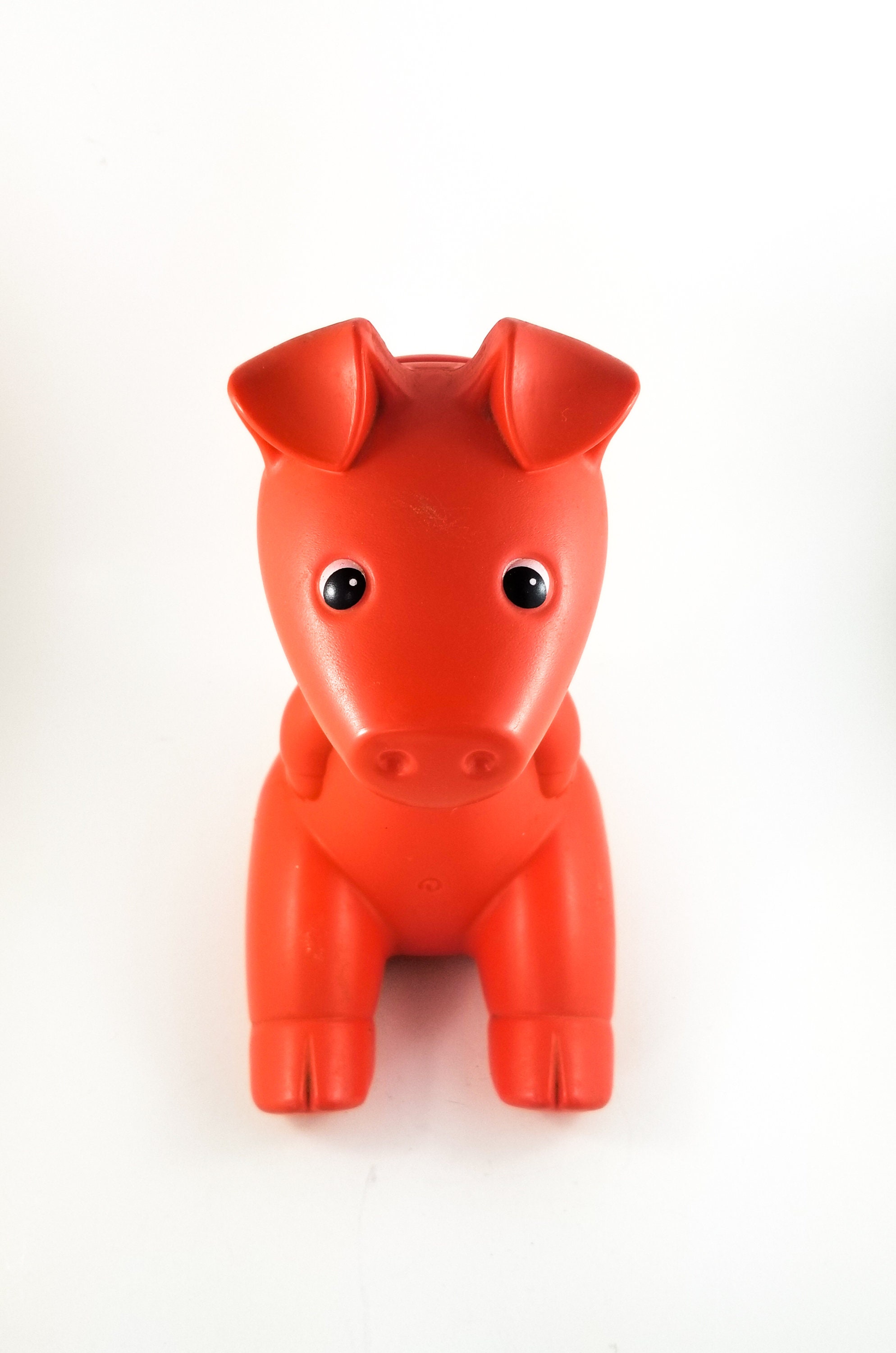 1980's Ikea Heavy Plastic Piggy Bank in Orange/Red. Figurine Bank